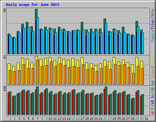 Daily usage for June 2013