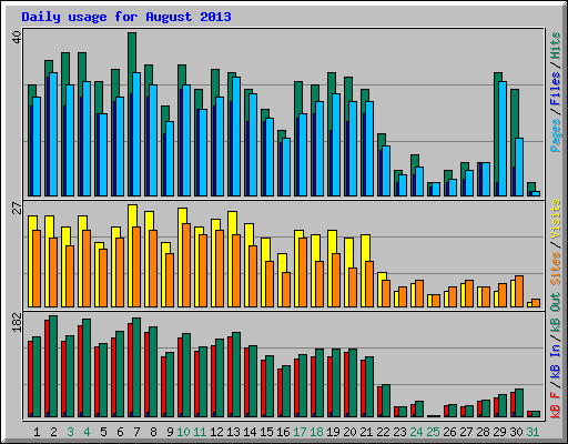 Daily usage for August 2013