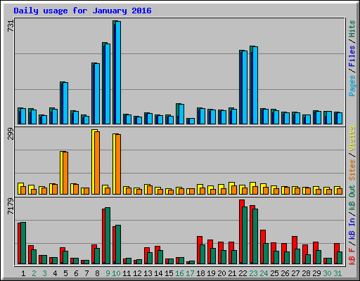 Daily usage for January 2016
