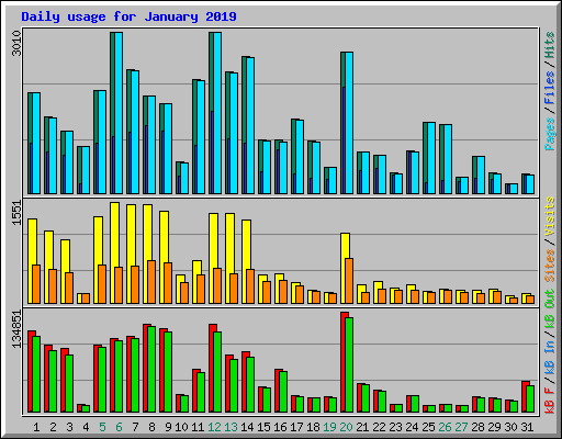 Daily usage for January 2019