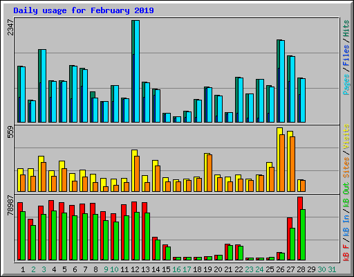 Daily usage for February 2019