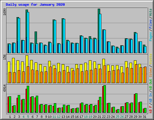Daily usage for January 2020