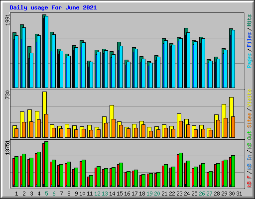 Daily usage for June 2021