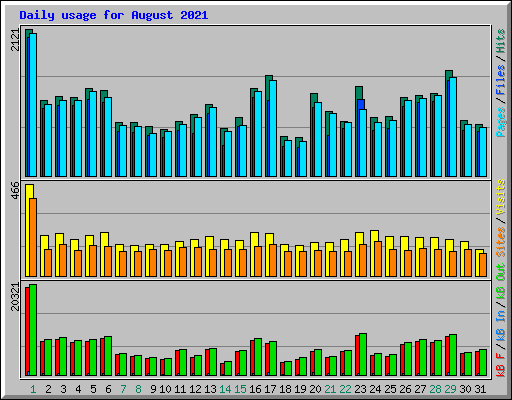 Daily usage for August 2021