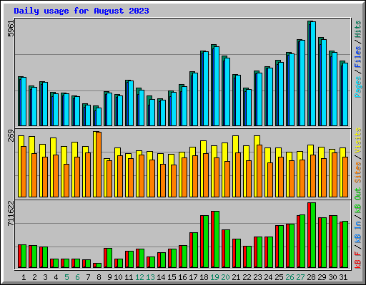 Daily usage for August 2023