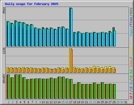 Daily usage for February 2025