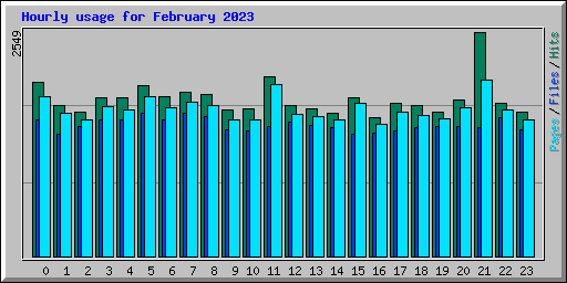 Hourly usage for February 2023